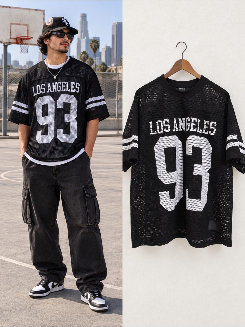 Maison Article Shoe Palace Los Angeles 93 Black Mesh Football Jersey Sz XL